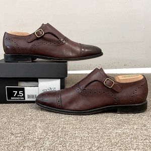 Banana Republic Wyatt Single Monk Strap Dress Shoes Mens 7.5 (Burgundy)